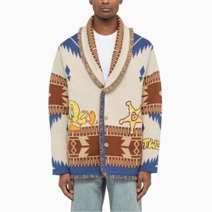 ALANUI Tweety Beige Wool Cardigan fringe italian western small unisex